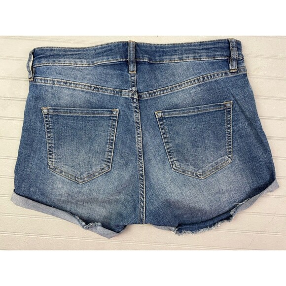H&M Size 8 Womens Shorts Shortie Mid Rise Med Wash Stretch Cuff Hem Jean Denim - Picture 3 of 3